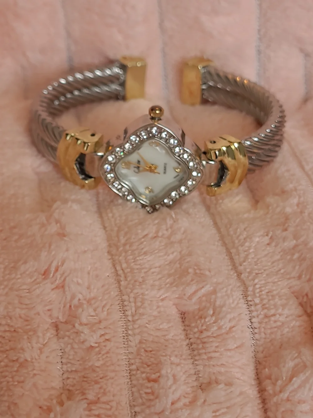 Gold & Silver Crystal-Trim Women’s Quartz Watch